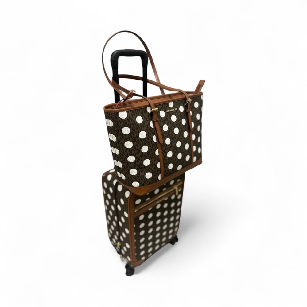 Michael kors Brown and White Polka Dot Women HandBag&suitcase NWT Authentic - Picture 8 of 13